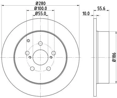 Гальмівний диск зад. AVENSIS 03-08 (PRO) HELLA для PAGID 8DD355111-671 фото товару