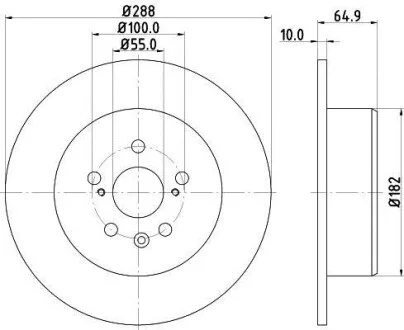 HELLA PRO TOYOTA Диск гальмівний задн. Avensis 99- для PAGID 8DD 355 111-701 фото товару