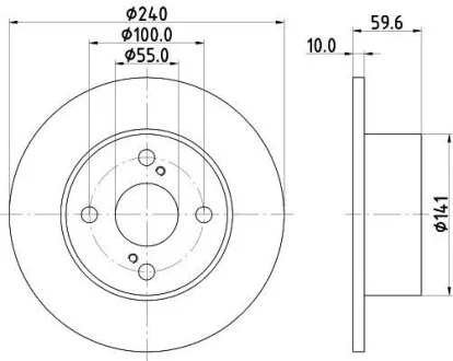 HELLA TOYOTA Гальмівний диск задн. COROLLA 1.4, 1.6, 1.9 99- для PAGID 8DD 355 111-711 фото товару