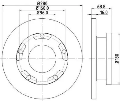 Гальмівний диск зад. Transit V347 06- (H=69mm) HELLA для PAGID 8DD355113-811 фото товару