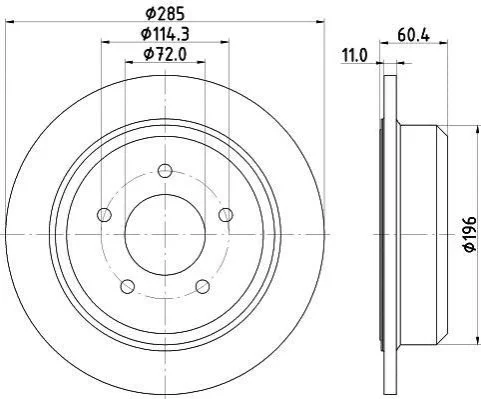 <strong>HELLA JEEP Диск тормозной задн.Grand Cherokee 92-99 PAGID 8DD 355 114-801 (фото 1)</strong>