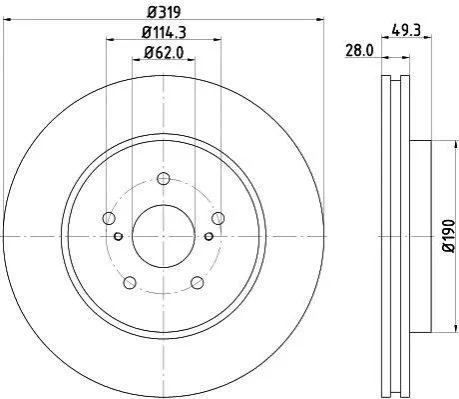 <strong>Гальмівний диск перед. Lexus RX 03-08 3.0-3.5 (PRO) PAGID 8DD355114-981 (фото 1)</strong>