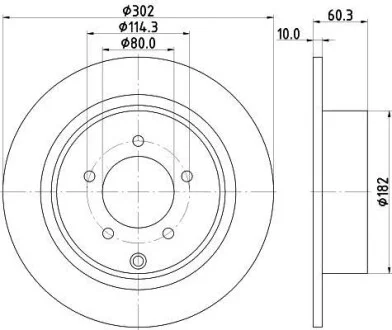 HELLA MITSUBISHI Тормозной диск задн.ASX,Outlander II 1.6/2.4 07- для PAGID 8DD 355 115-491 фото товару