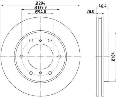Гальмівний диск перед. L200/Pajero Sport 05- 2.4-3.5 (PRO) для PAGID 8DD355115-731 фото товару