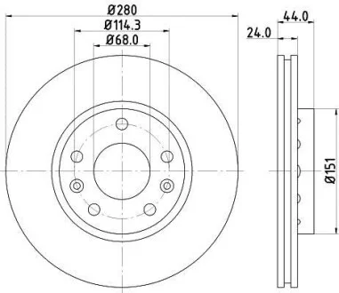 Гальмівний диск перед. Duster/Fluence/Laguna III/Megane III 08- (280x24) для PAGID 8DD355116-151 фото товару