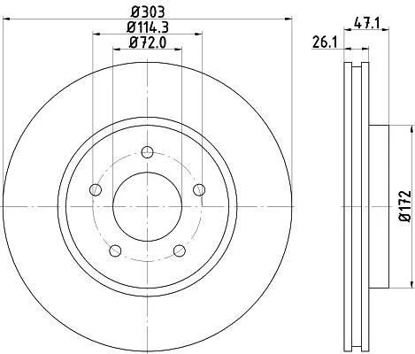 <strong>HELLA MAZDA диск гальмівний передн. Tribute 2.3 04- PAGID 8DD 355 116-261 (фото 1)</strong>