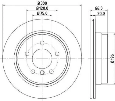 HELLA PRO BMW Диск гальмівниий задн.1 E81/87,3 E90,X1 E84 05- для PAGID 8DD 355 117-831 фото товару