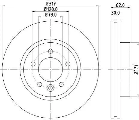 <strong>HELLA PRO LAND ROVER Гальмівний диск передн. DISCOVERY III, DISCOVERY IV, RANGE ROVER SPORT I PAGID 8DD 355 118-641 (фото 1)</strong>