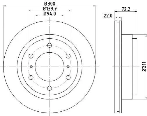 <strong>HELLA PRO MITSUBISHI Гальмівний диск задн. Pajero 00- PAGID 8DD 355 118-651 (фото 1)</strong>
