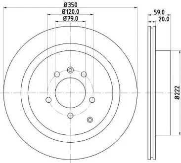 HELLA PRO LAND ROVER Гальмівний диск задн. DISCOVERY IV, RANGE ROVER SPORT I для PAGID 8DD 355 118-781 фото товару
