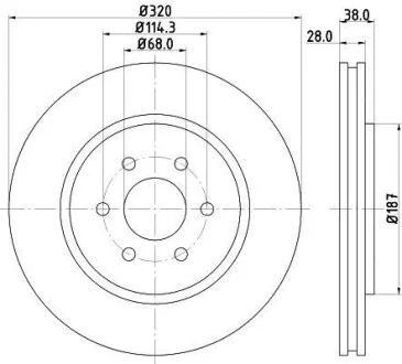 HELLA PRO NISSAN диск гальмівний передн. Navara, Pathfinder (17") для PAGID 8DD 355 119-001 фото товару