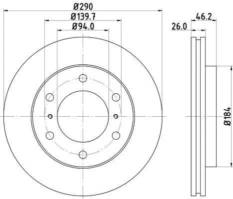 <strong>HELLA PRO MITSUBISHI Диск гальмівний передн. Pajero 3.2DI-D 07-,3.8 V6 07- PAGID 8DD 355 119-071 (фото 1)</strong>