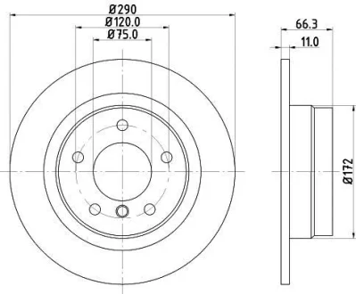 HELLA PRO BMW диск гальмівний задній 3 F20, 2/F22 для PAGID 8DD 355 120-231 фото товару