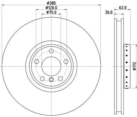 <strong>HELLA PRO HIGH CARBON BMW Гальмівний диск передн. лівий X5 (E70), X5 (F15, F85), X6 (E71, E72) PAGID 8DD 355 120-721 (фото 1)</strong>