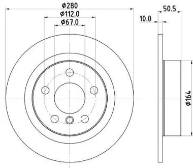 HELLA PRO BMW Диск гальмівний задній X1/F48 для PAGID 8DD 355 122-661 фото товару