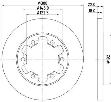 HELLA PRO FORD диск гальм. задн. TRANSIT 15- для PAGID 8DD 355 122-831 фото товару