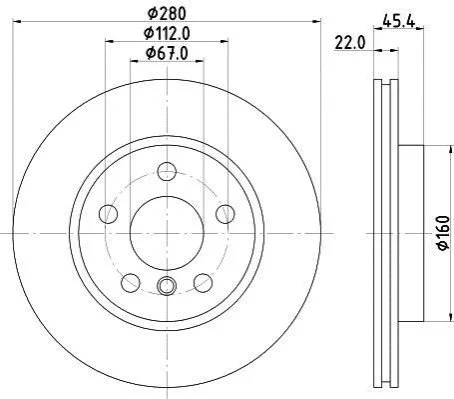 <strong>HELLA PRO MINI Диск гальмівний передній BMW 2/F45 PAGID 8DD 355 123-481 (фото 1)</strong>