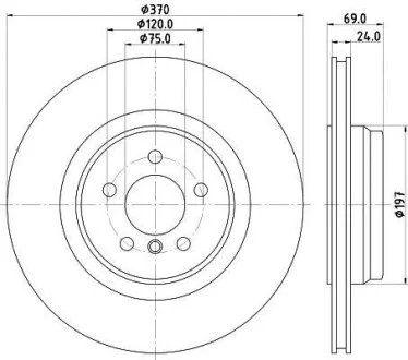 HELLA PRO BMW Гальмівний диск 5 Gran Turismo (F07), 7 (F01, F02, F03, F04), ALPINA для PAGID 8DD 355 125-091 фото товару