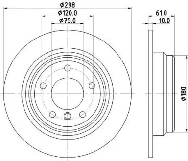 HELLA PRO HIGH CARBON BMW диск гальмівний задн. E39 2,0-2,5 (298*8,4) для PAGID 8DD 355 127-271 фото товару