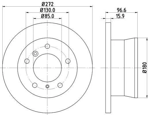 <strong>HELLA PRO HIGH CARBON DB диск гальмівний задній Sprinter, VW LT28-46 95- (272*16) PAGID 8DD 355 128-411 (фото 1)</strong>