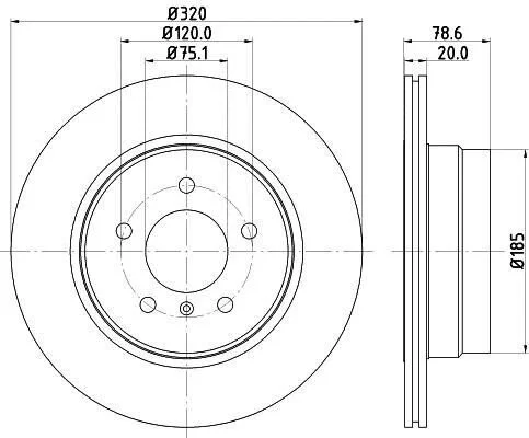 <strong>HELLA PRO HIGH CARBON BMW диск гальмівний задн. X5 E70 07-, F15 13-, X6 E71 08-, F16 14- PAGID 8DD 355 128-761 (фото 1)</strong>