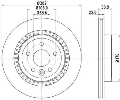 HELLA PRO HIGH CARBON VOLVO диск гальмівний задн. XC60 08- для PAGID 8DD 355 129-151 фото товару