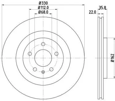 Диск гальмівний 8DD355129381 для PAGID 8DD 355 129-381 фото товару