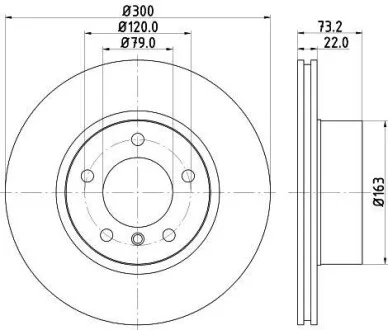 HELLA PRO HIGH CARBON BMW диск гальм.передн. 1(F20) 118I 120I 2010-, 3(F30) 316D-320I 2012- для PAGID 8DD 355 129-401 фото товару