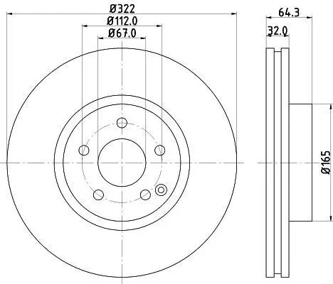 <strong>HELLA PRO HIGH CARBON DB диск гальмівний передн. W203/204, E212 PAGID 8DD 355 129-521 (фото 1)</strong>