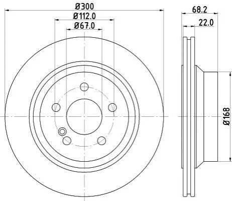 <strong>HELLA PRO HIGH CARBON DB гальмівний диск задн. (вентил.) (300*22) W211 02- PAGID 8DD 355 129-791 (фото 1)</strong>
