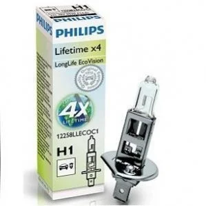 Лампа накалу H1 12V 55W P14,5s LongerLife Ecovision (вир-во Philips) для PHILIPS 12258LLECOC1 фото товару