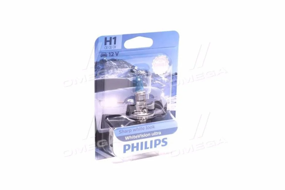 <strong>Автолампа H1 B1 12V 55W P14,5s WhiteVision ultra +60% (3700K) (1 шт. в блістері) PHILIPS 12258WVUB1 (фото 1)</strong>