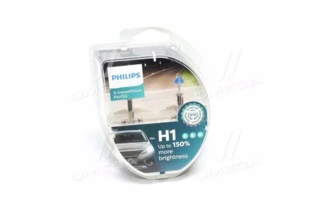Лампа розжарювання H1 X-tremeVision Pro150 (+150) 12V 55W P14,5s (комплект) (вир-во Philips) для PHILIPS 12258XVPS2 фото товару