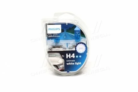 Лампа розжарювання H4 12V 60/55W P43t-38 Diamond Vision 5000K (вир-во Philips) для PHILIPS 12342DVS2 фото товару