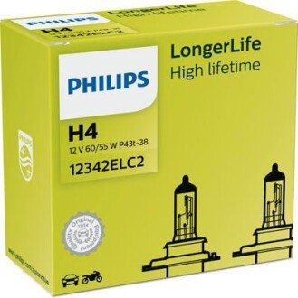 H4 LongerLife PHILIPS 12342ELC2 фото товару