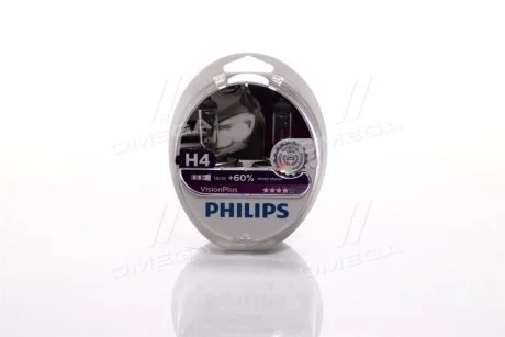 Лампа розжарювання H4VisionPlus12V 60/55W P43t-38 (вир-во Philips) для PHILIPS 12342 VP S2 фото товару