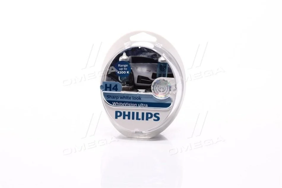 <strong>Лампа розжарювання H4 12V 60/55W WhiteVision ULTRA +60 (4200K) (компл) (вир-во Philips) PHILIPS 12342WVUSM (фото 1)</strong>