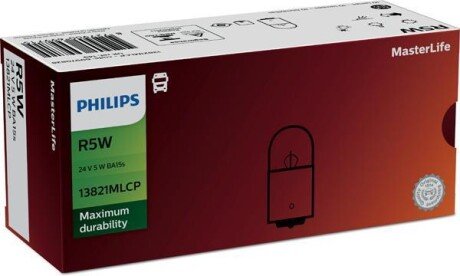 R5W MasterLife 24V 5W BA15s PHILIPS 13821MLCP фото товара