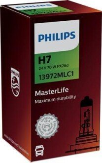 H7 MasterLife 24V 70W PX26d PHILIPS 13972MLC1 фото товару