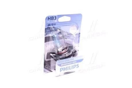 Автолампа HB3 B1 12V 60W P20d WhiteVision ultra +60% (3800K) (1 шт. в блістері) для Land Rover, KIA, Jeep, Opel, Lexus PHILIPS 9005WVUB1 фото товару