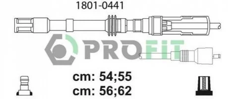 Комплект кабелів високовольтних для Skoda, Volkswagen, Audi PROFIT 1801-0441 фото товару