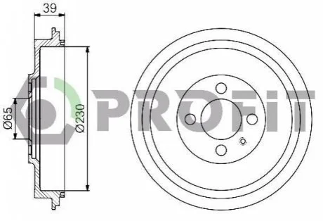 Барабан гальмівний для Volkswagen, BYD, Seat PROFIT 5020-0092 фото товару