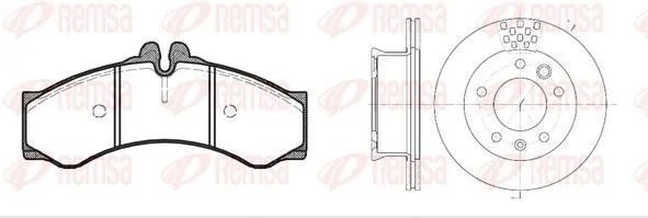 <strong>VW К-кт гальм. колодки + диски LT 28-35 II 2.5 TDI 01-06, DB SPRINTER 4-t (B904) 408 D 96-06 REMSA 8614.00 (фото 1)</strong>