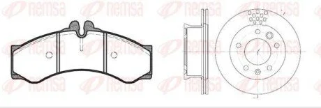 VW К-кт гальм. колодки + диски LT 28-35 II 2.5 TDI 01-06, DB SPRINTER 4-t (B904) 408 D 96-06 для REMSA 8614.00 фото товару