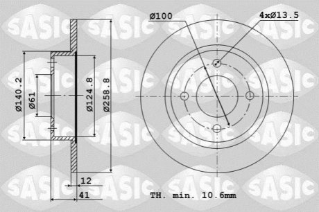 Диски гальмівні передні renault logan SASIC 6104001 (фото 1)