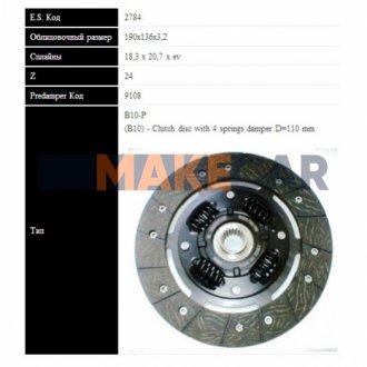 VW Диск сцепления GOLF,POLO 1.0-1.3 (190мм, 4 пружины) Sassone 2784 ST (фото 1)