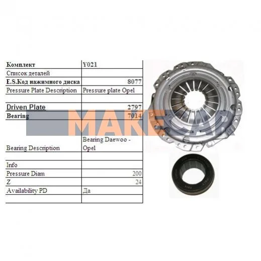 <strong>SASSONE OPEL К-кт сцепления (полный) Astra F,Vectra A 1.7TD/TDS 90- Sassone Y021 ST (фото 1)</strong>