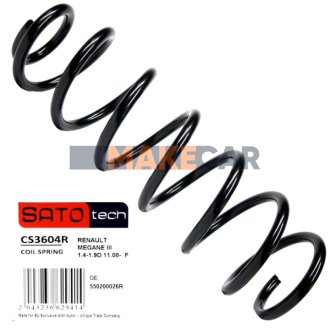 SATO Пружина RENAULT MEGANE III 1.4-1.9D 11.08- F SATO TECH CS3604R (фото 1)