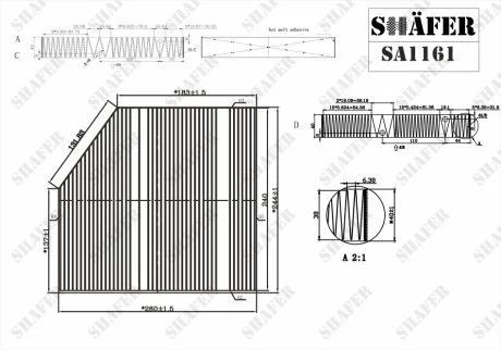 Фільтр салону MB C (A/C/S/W205), E (A/C238, W/S213), GLC (C/X253), 1.5-4.0 (13-) для Mercedes, Infiniti SHAFER SA1161 фото товару