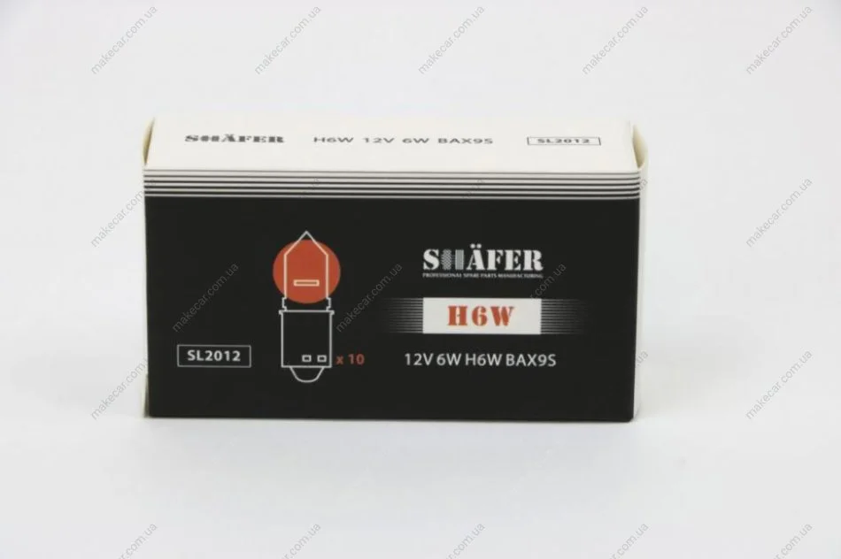 <strong>Лампа накаливания 12V 6W H6W BAX9S (картонная упаковка по 10шт)) SHAFER SL2012 (фото 1)</strong>